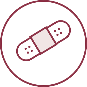 Icon of a bandage with a circle around it.
